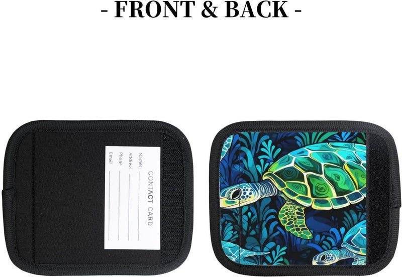 YPPAHHHH Luggage Handle Wraps Sea Turtles Ocean Tortoise Luggage Identifiers Soft Neoprene Luggage Handle Wraps For Suitcase Trolley Handle Grip Cover 2 Pack Luggage Tags - Image 4